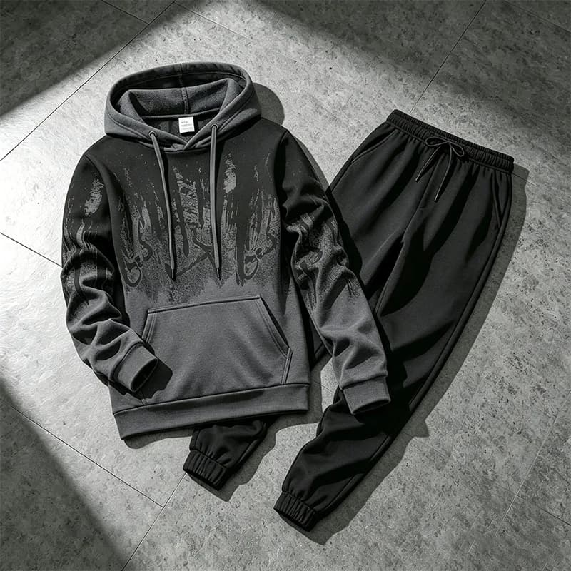 Autumn Winter Men's Hoodies Tracksuit Casual Splashed ink Sweatshirts Outdoors Sports Jogging Clothing Street Single Tops Pants