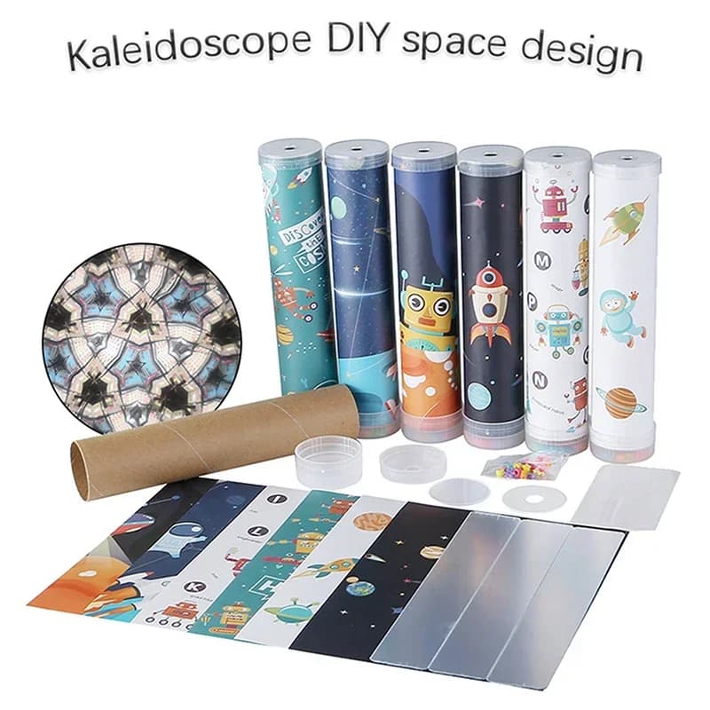 Kit caleidoscopio rotante fai-da-te Esperimento scientifico Educativo per bambini Artigianato Cervello Mani-Occhi Cooperazione Giocattoli per bambini Giocattolo regalo