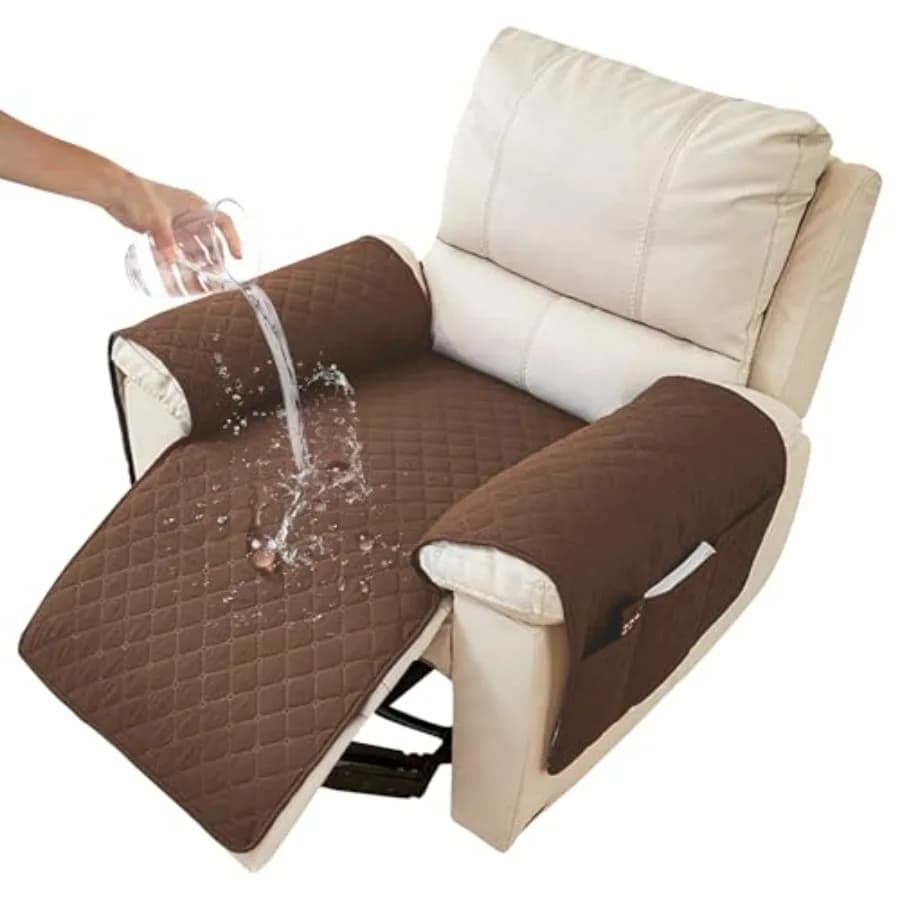 Sofa Seat Arm Cover, Waterproof Couch Armrest Protector, Anti-Slip Sofa Cover, Remote Holder for Armchair, Dual Side Recliner C