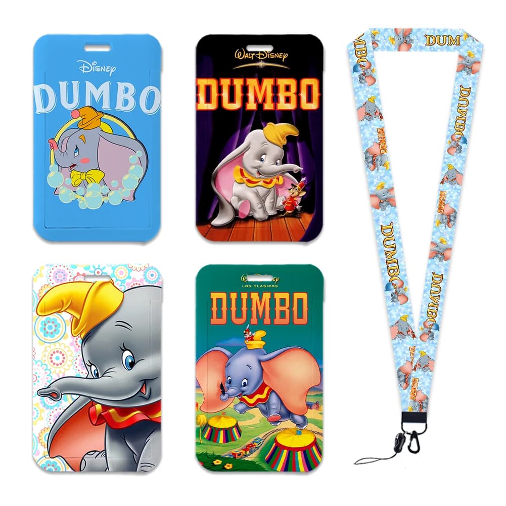Disney Dumbo Cartoon Blue Elephant Key Chain ID Credit card Credit card holder Bus card holder for students Children gift