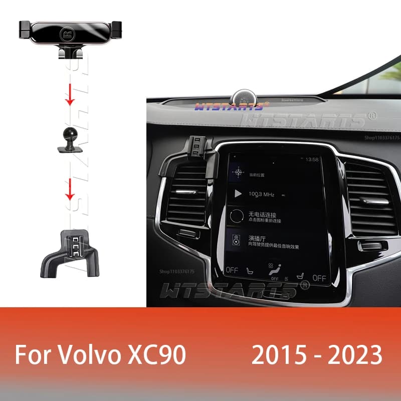 Per Volvo XC90 2015-2023 Supporto per telefono per auto regolabile Supporto mobile Gravity GPS Girevole Staffa di navigazione Accessori per auto