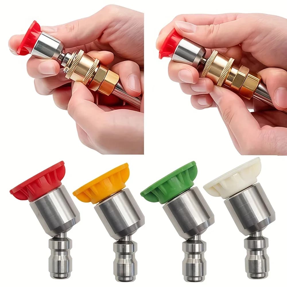 Pivoting 1/4'' Quick Connect Jet Spray Nozzles High Pressure Washer Attachment Gutter Cleaning Adaptor