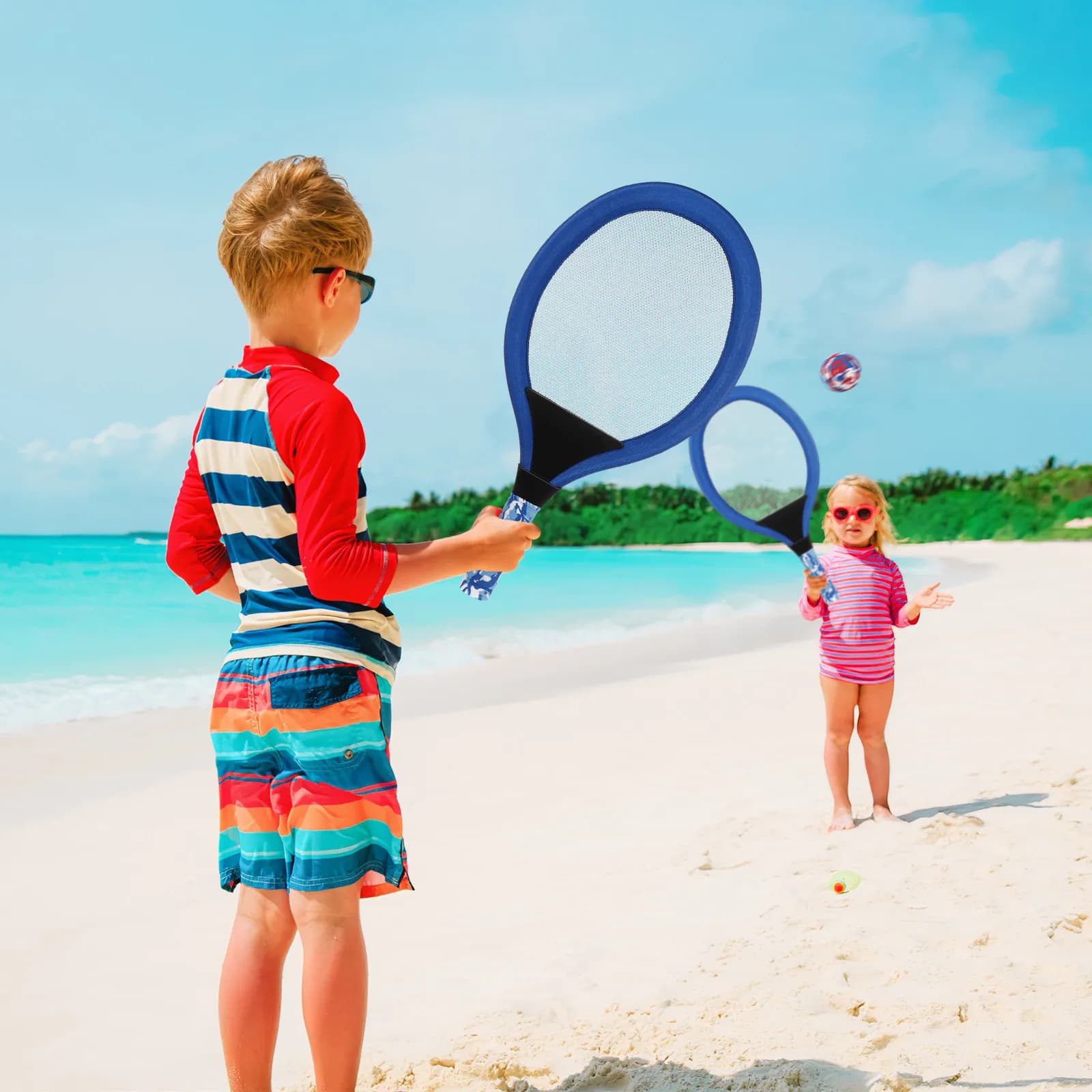 1 paio di racchette da tennis blu Eva, leggere, multiuso, set da tennis e badminton, sport all'aria aperta, per l'asilo