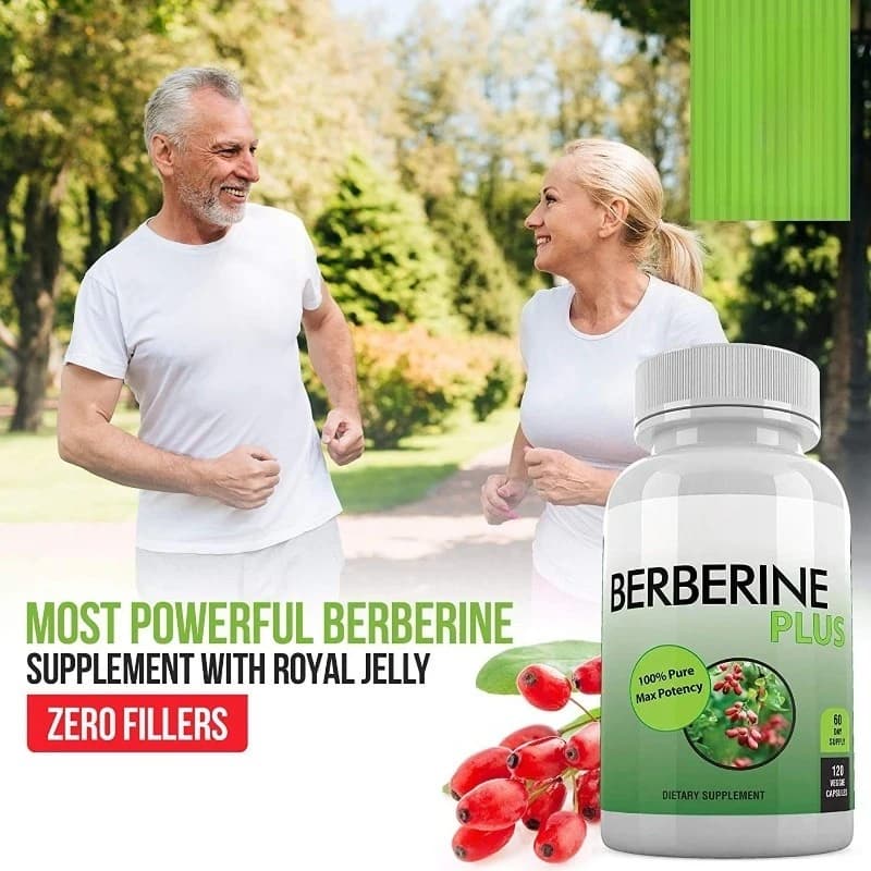 Berberina 1200mg Botanical Extract Capsules for Portion with Pappa Reale, Daily Health Supplement, 120 Vegetal Capsules