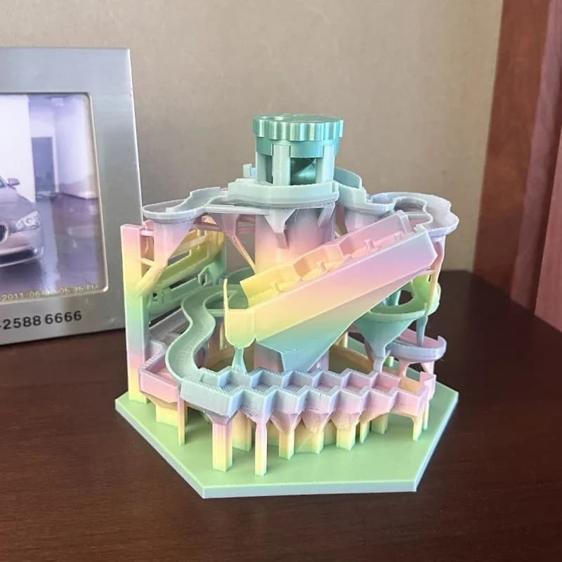 Modello di Pista per Pinball Stampata in 3D Montessori, Pista Arcobaleno a Gradiente con Piccola Sfera Rotata a Mano, Giocattolo Educativo STEM, Regalo per Bambini