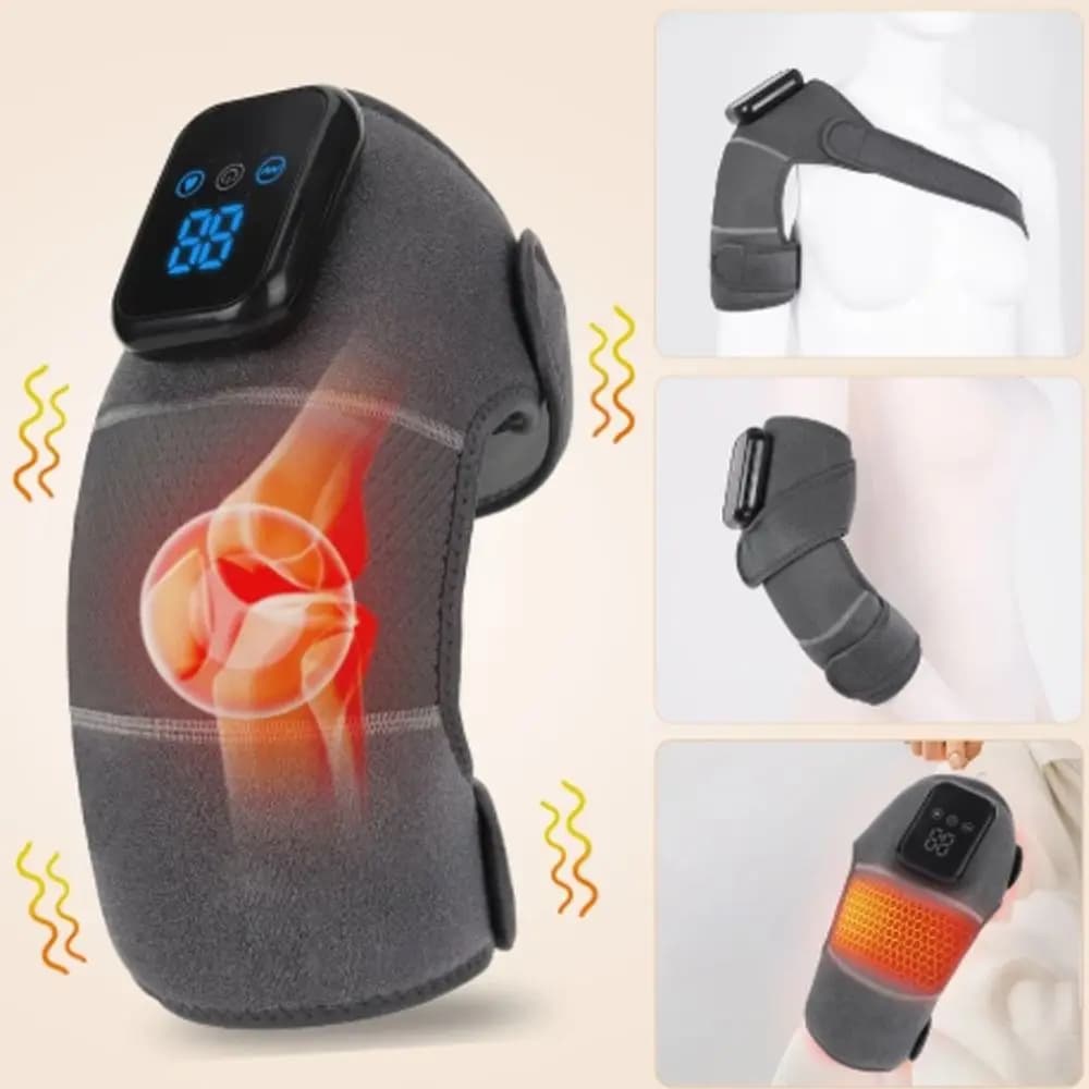 Massaggiatore elettrico avvolgente per ginocchio 3D Sollievo muscolare profondo 3 livelli di temperatura Massaggiatore senza fili Ginocchiera riscaldata senza fili traspirante