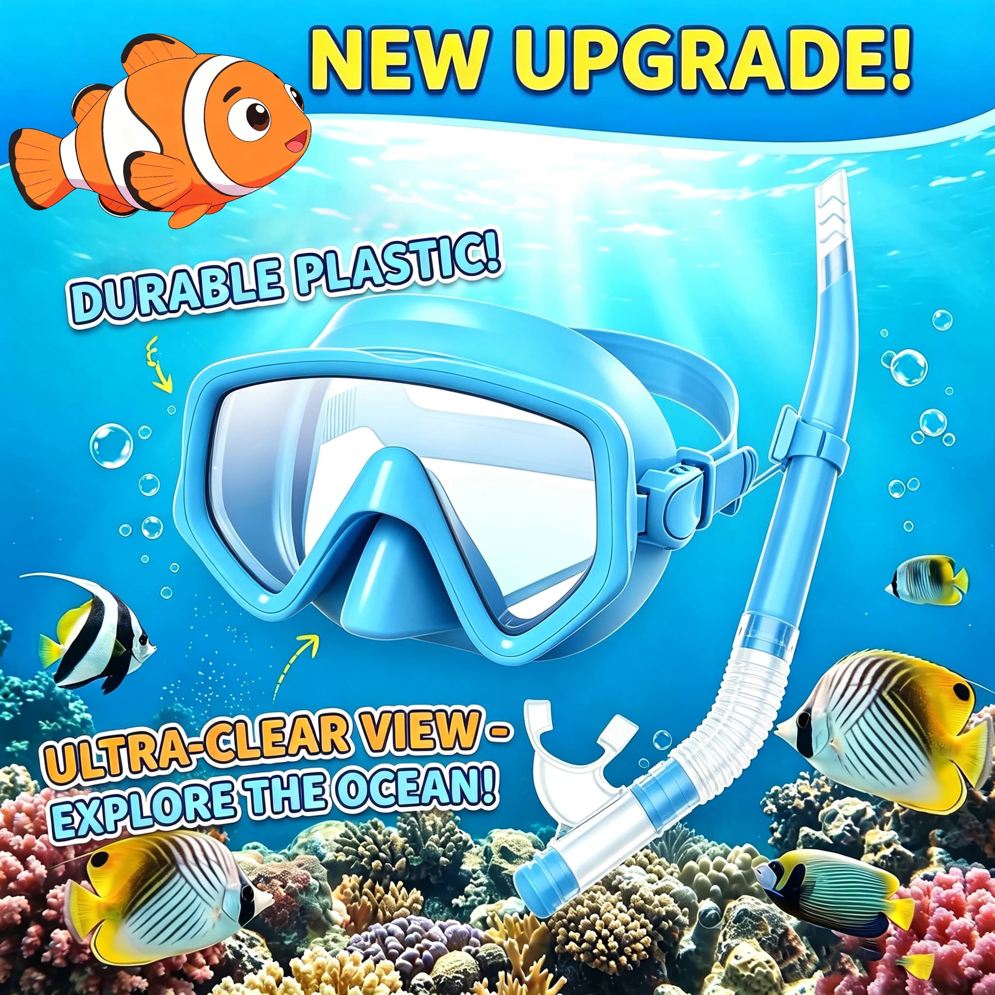 Professional Snorkeling Set Anti-Fog Scuba Diving Mask with Tempered Glass Lens & Silicone Skirt for Adult Men Women Swimming