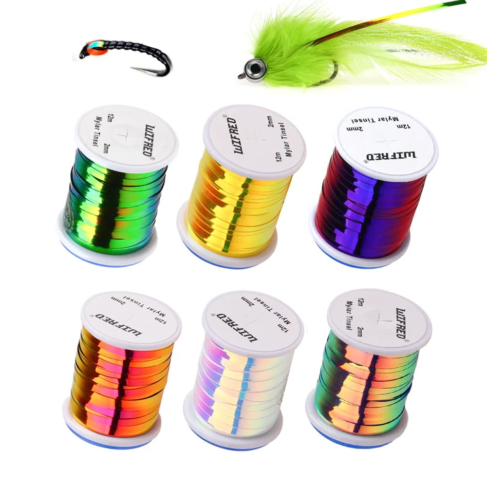 1 pz/6 pz Tinsel Mylar 2 mm Bicolor Plate, Flashabou for Construction of Artificial flies for Ninfa, Streamer, Trota, Bass and Fishing baits