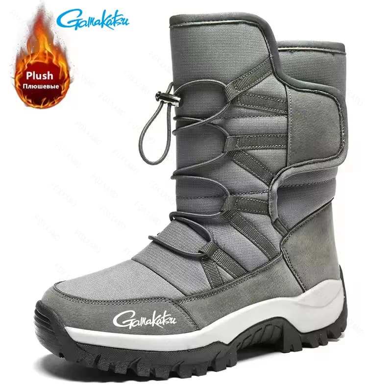 Gamakatsu Scarpe da pesca invernali da uomo Stivali impermeabili Caldi stivali da neve in peluche per coppia Stivaletti da lavoro per escursionismo antiscivolo all'aperto