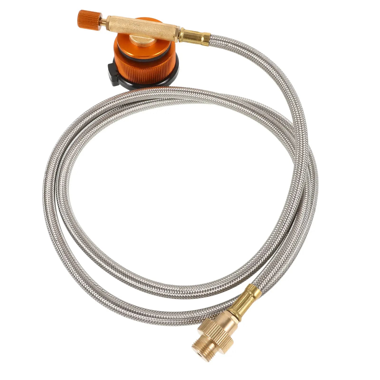 Set propane converter with hose and gas tank adaptor, wear-resistant, portable, for camping stove and outdoor kitchen equipment