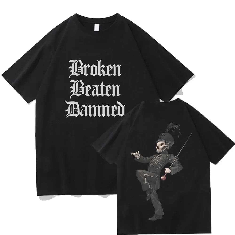 T-shirt Oversize in Cotone My Chemical Romance Rock 2026 Broken Beaten Damned, Stampa Punk Vintage, per Uomo e Donna