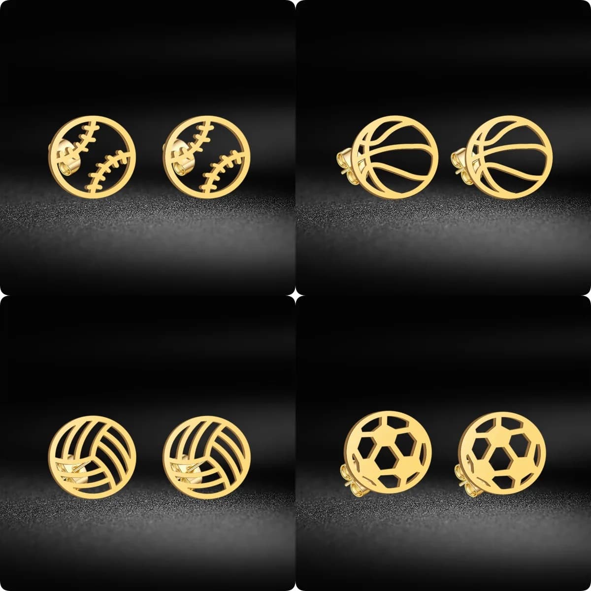 Orecchini a perno in acciaio inossidabile a forma di pallone da basket, pallavolo, calcio, baseball per donne e ragazze, gioielli sportivi