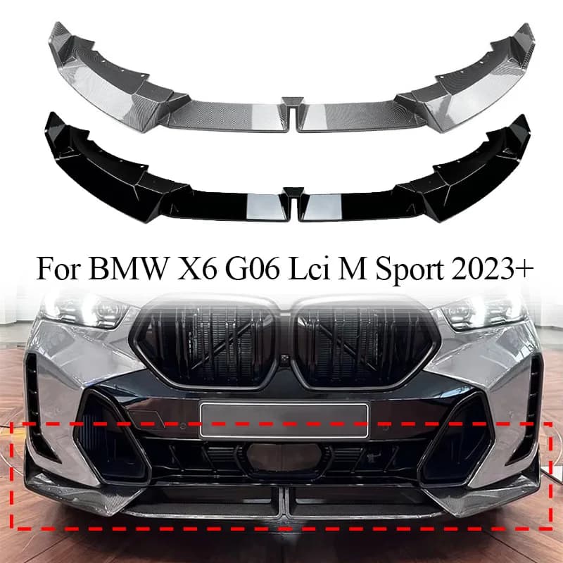 Car Front Bumper For BMW X6 G06 Lci M Sport 2023 2024 2025 Car Front Splitter Lip Spoiler Diffuser Bodykit Tuning Guard