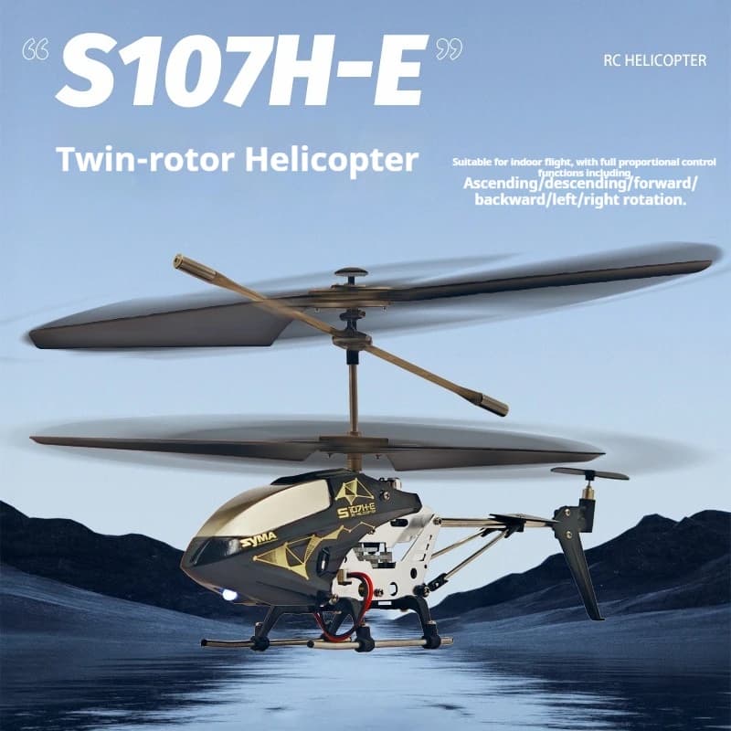 Elicottero RC Syma S107H E a 4 canali, doppio rotore, altezza fissa, decollo e atterraggio con un solo tasto, resistente agli urti, per interni, per adulti