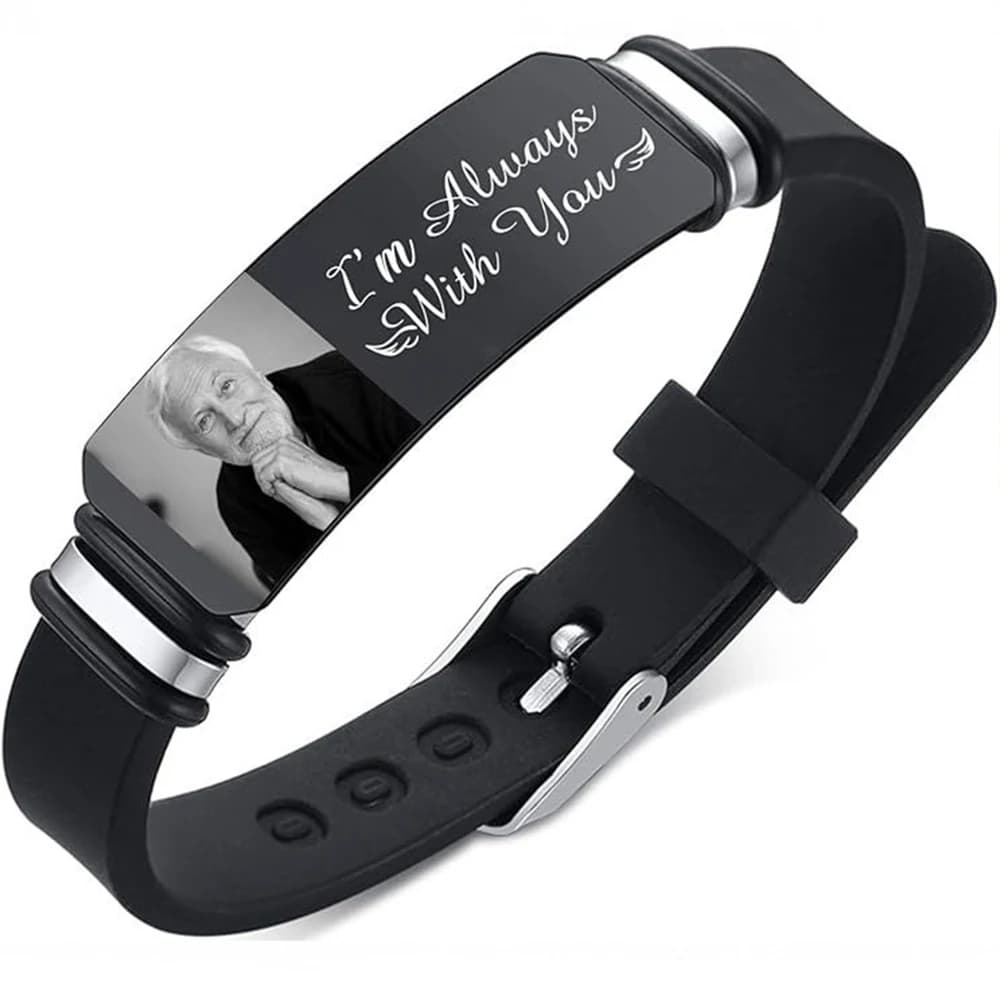 Braccialetto Personalizzato in Silicone, Bracciale per Coppie, Gioiello Regalo con Foto e Scritte Personalizzate in Acciaio Inossidabile