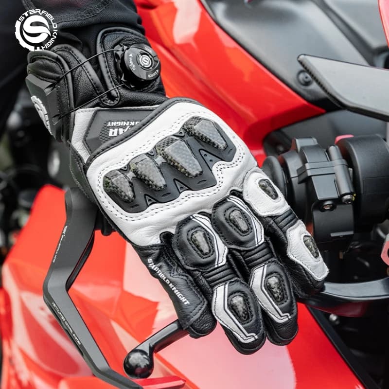 Star Field Knight Motorcycle Gloves Carbon Fiber Riding Protection Summer Breathable Real Goat Leather Non-slip Wear-resistant