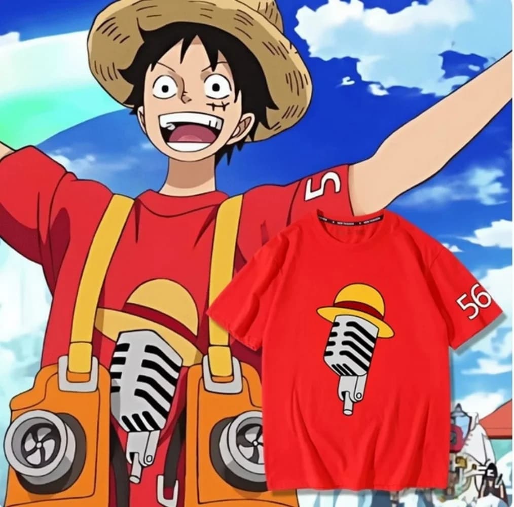 Costume cosplay rosso Uta x Luffy per performance sul palco. T-shirt e completo anime per uomo e donna (stile ACG giapponese)