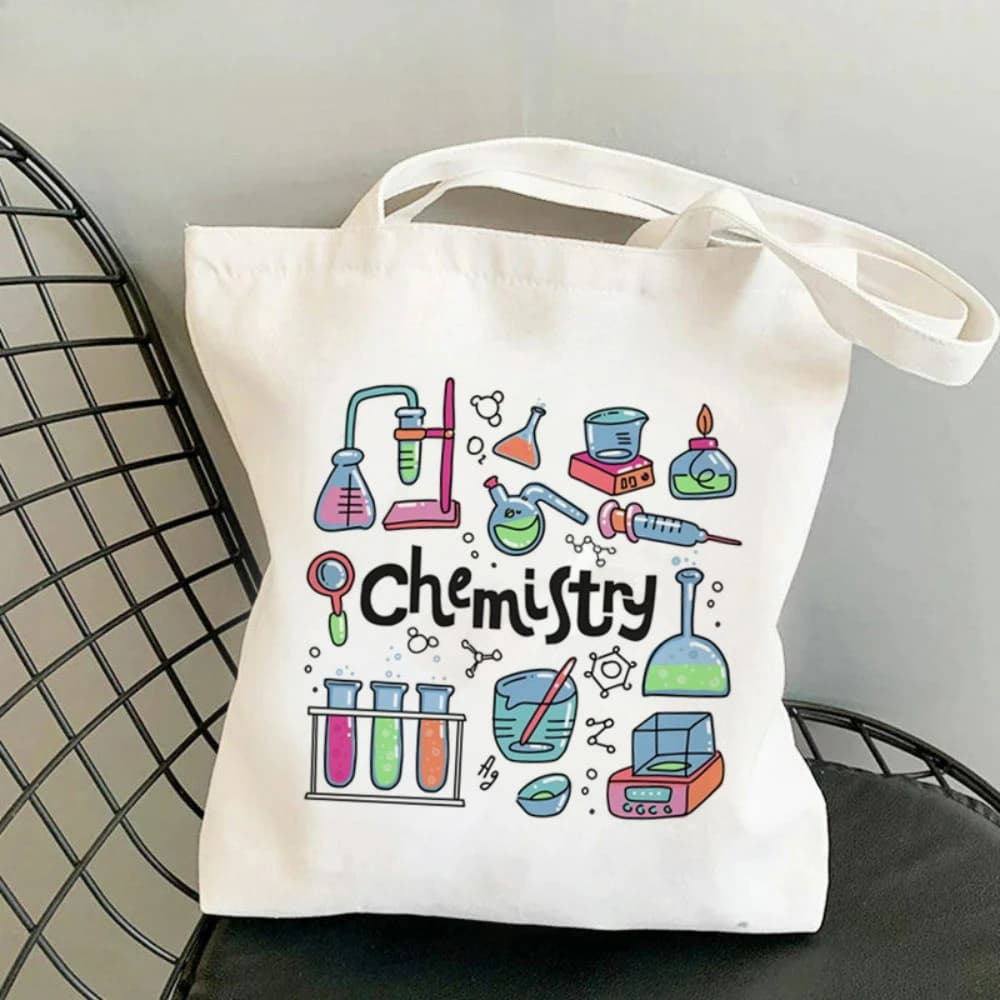 Borsa tote in tela a tema scienza fisica chimica - Borsa Studay per studenti Insegna borsa a tracolla per pendolari Uso quotidiano e regali