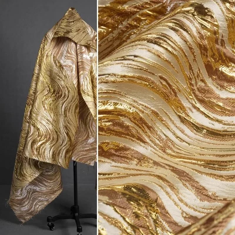 Tessuto jacquard broccato con motivo a onde d'acqua, abbigliamento tradizionale in stile cinese, abbigliamento, cucito a metri