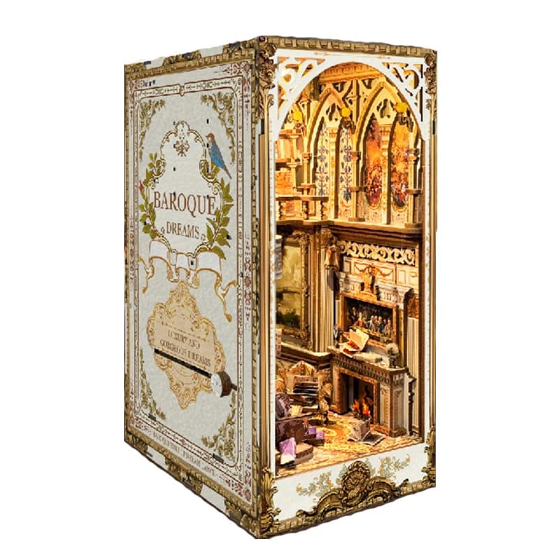 NUOVO FAI DA TE Libro Nook Inserto Scaffale Kit In Legno Modello In Miniatura Kit Barocco Sogni Fermalibri Assemblato Scaffale Complementi Arredo Casa Ragazze Regali