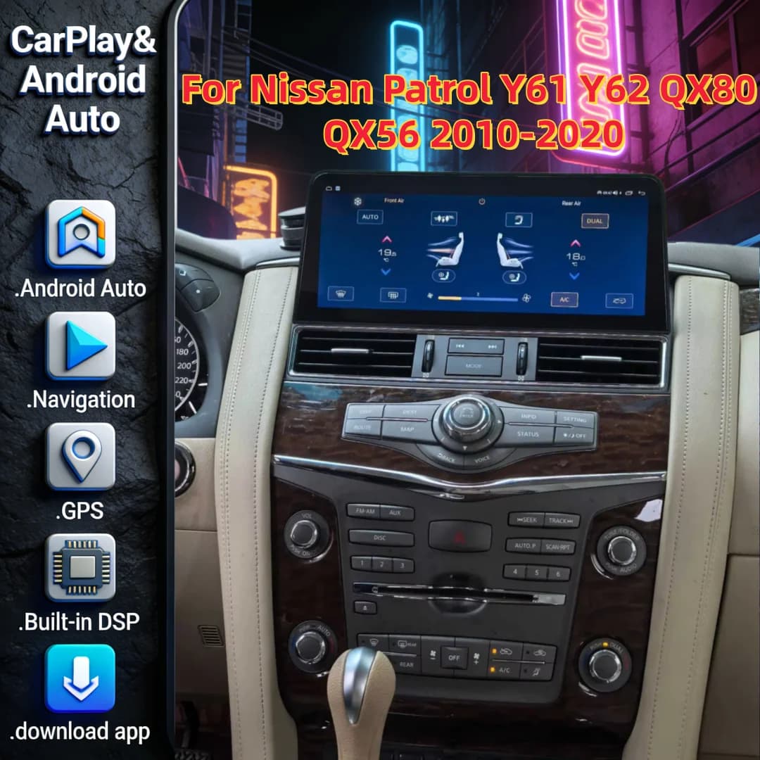 Schermo Android per Nissan Patrol Y61 Y62 Infiniti QX80 QX56 2010-2020 Radio 2din GPS Carplay Lettore Multimediale Video per Auto 4G
