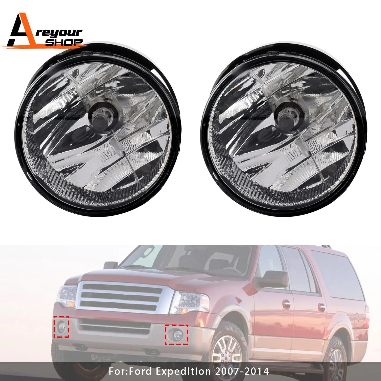 Coppia fari fendinebbia anteriori con lampadine per Ford Expedition 2007 2008 2009 2010 2011 2012 2013 2014 lente trasparente