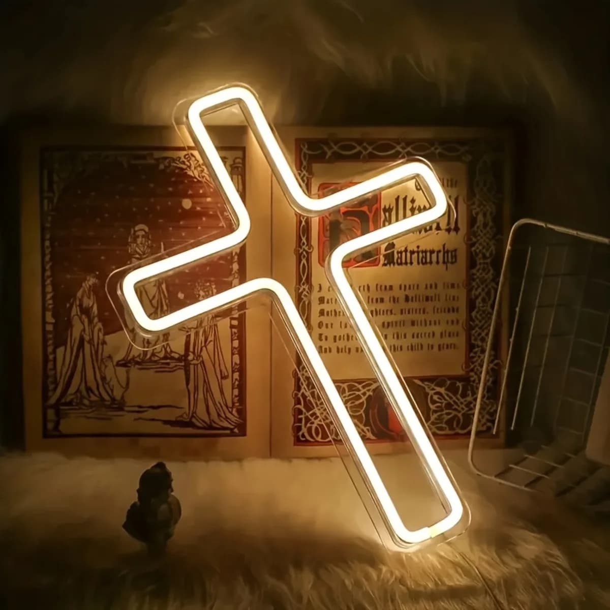 Insegna Luminosa a Forma di Croce, Insegna al Neon LED per Camere da Letto/Casa/Decorazione, Alimentata USB, Decorazione Murale, il Miglior Regalo per San Valentino