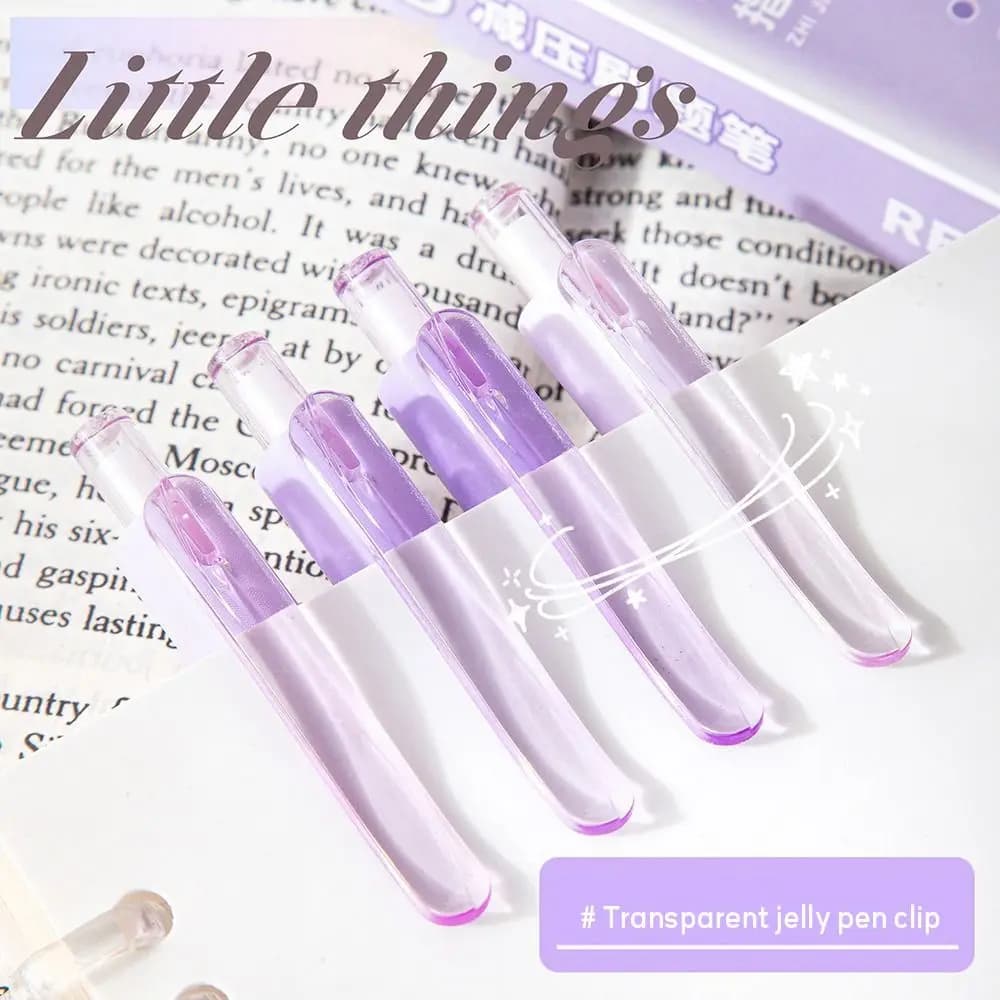 4PCS/Set Simple Soft Grip Ballpoint Pen CS Tip Quick Drying Gel Pen 0.5mm Black Ink Press Type Neutral Pen Students