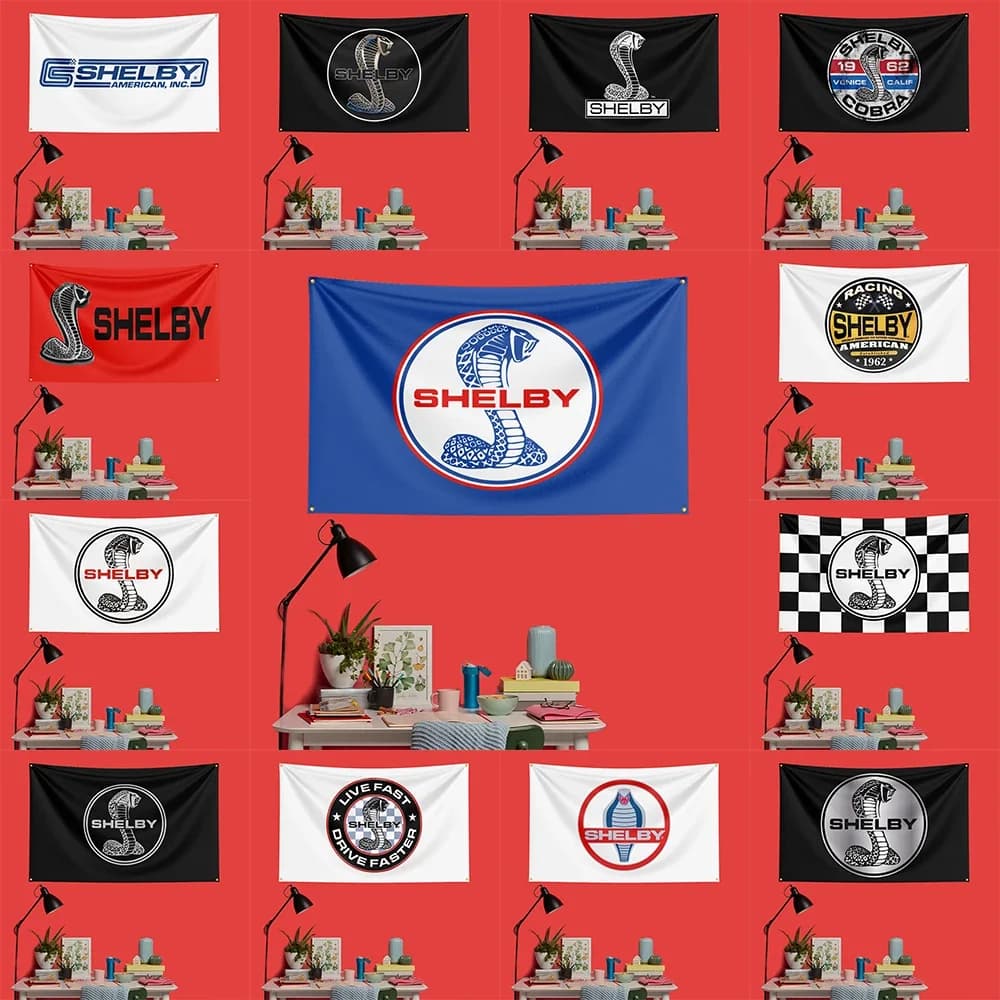 Shel-by Car Racing Flag 3x5 FT 90x150cm Polyester Decorative Banner Tapestry For Garage Wall Decor