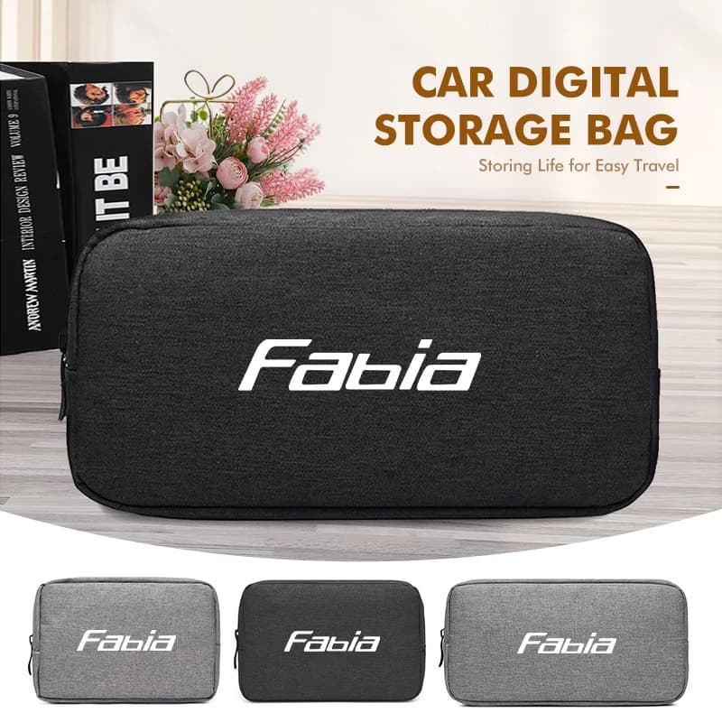For Skoda Portable Digital Storage Bag Travel Tool Bags Fabia Octavia 2 3 Rapid Kodiaq Karoq Fabia Kamiq Superb