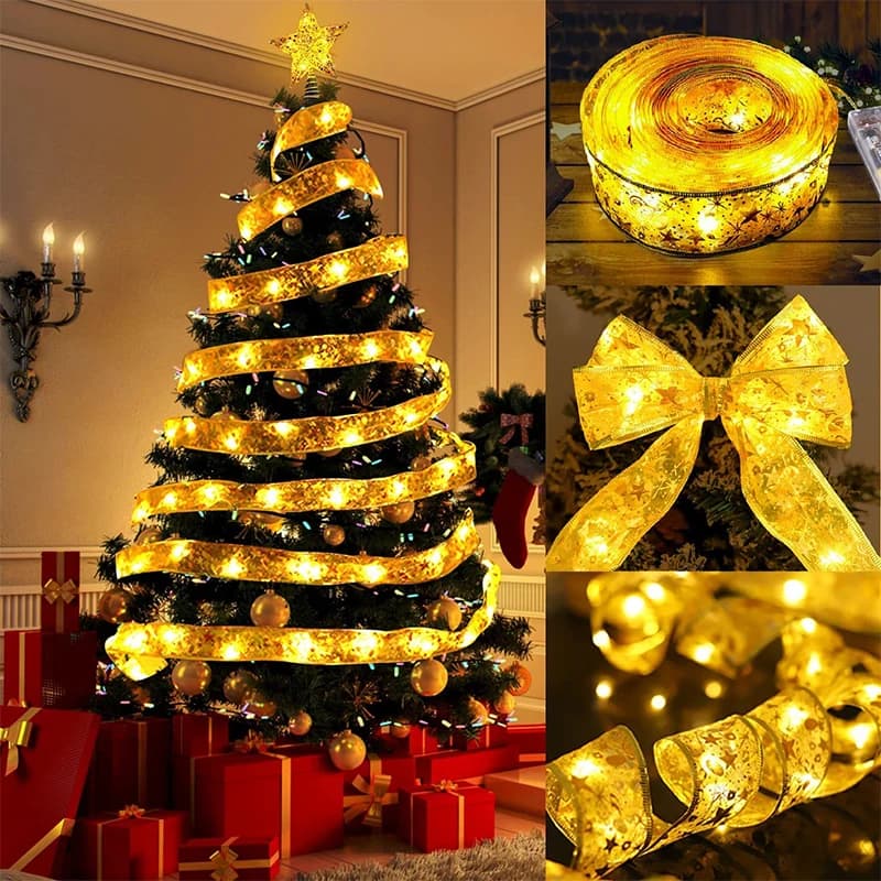 3/5/10m Navidad LED Fata Luce a nastro Albero di Natale Decor LED Luci della stringa Natale Forniture per il giardino di casa Capodanno 2025