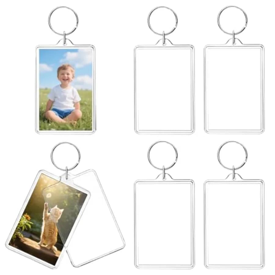 6-Pack Photo Keychain -2.75''x 1.97'' Acrylic Clear Keyrings Picture Frame Keychains - Double Sided Blank Photo Key Fob Holder