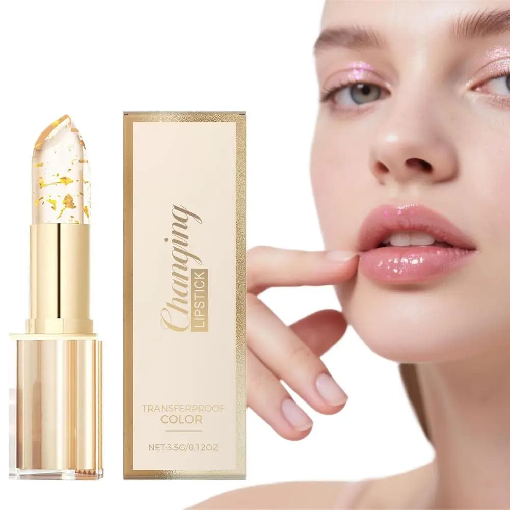 Balsamo Labbra Ph Color Reacts con Foglia d'Oro - Rossetto Nutriente a Lunga Durata Non Untuoso, Idrata e Ripara le Labbra Screpolate per Donne