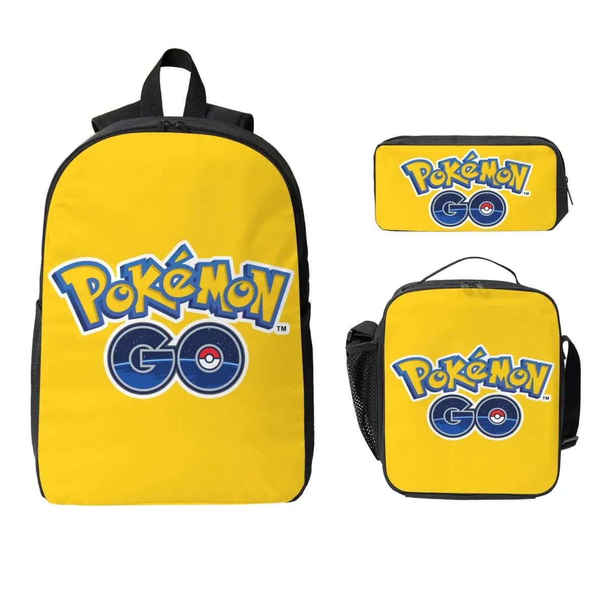 Set di borse da scuola Pokemoned da 3 pezzi per bambini Set di borse per penne con portapranzo per zaino per studenti della scuola primaria
