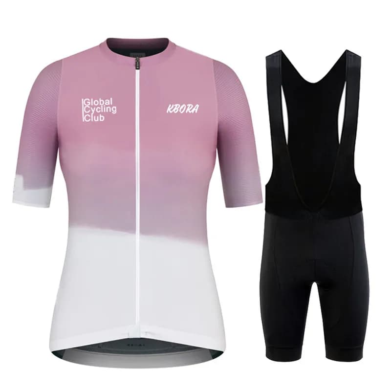 Team summer cycling set KBORA Women's Syning short sleeves and shorts with straps Professional racing bike suit