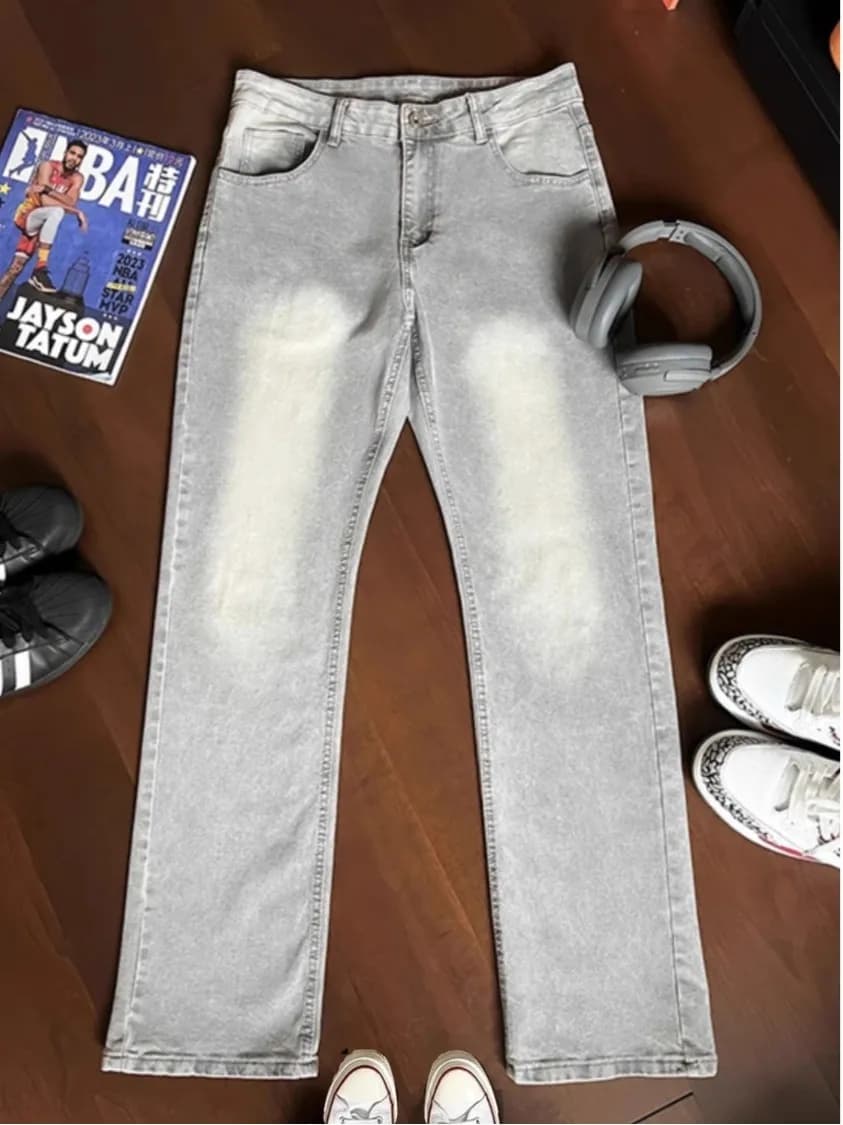 Cleanfit Fce Lined Bootcut Jeans Men's Casual Straight Leg Jeans Knife Design Autumn Winter Stretch Denim Pants
