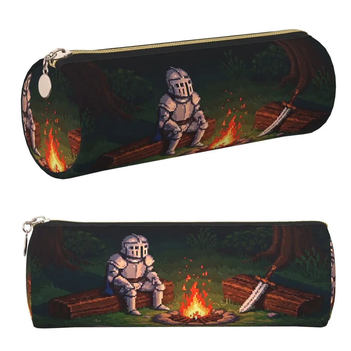 Astuccio per matite Knight And Campfire Anime, astuccio per matite, portaoggetti per articoli di cancelleria, astuccio per penne di grande capacità, borsa per matite per la scuola dei bambini