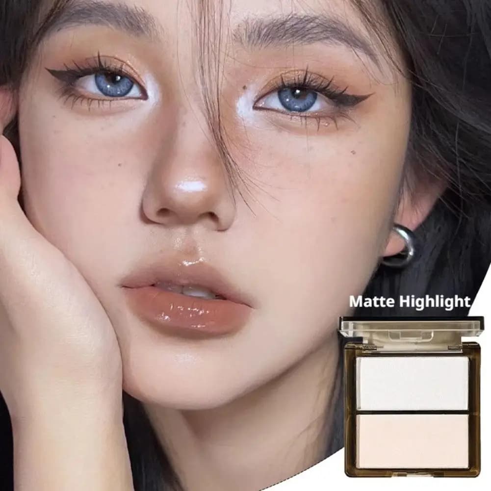 Palette di evidenziatori bicolore Stereoscopico naturale Evidenziando evidenziatore contorno Ombra del naso Cosmetico per ragazze dolci e fresche