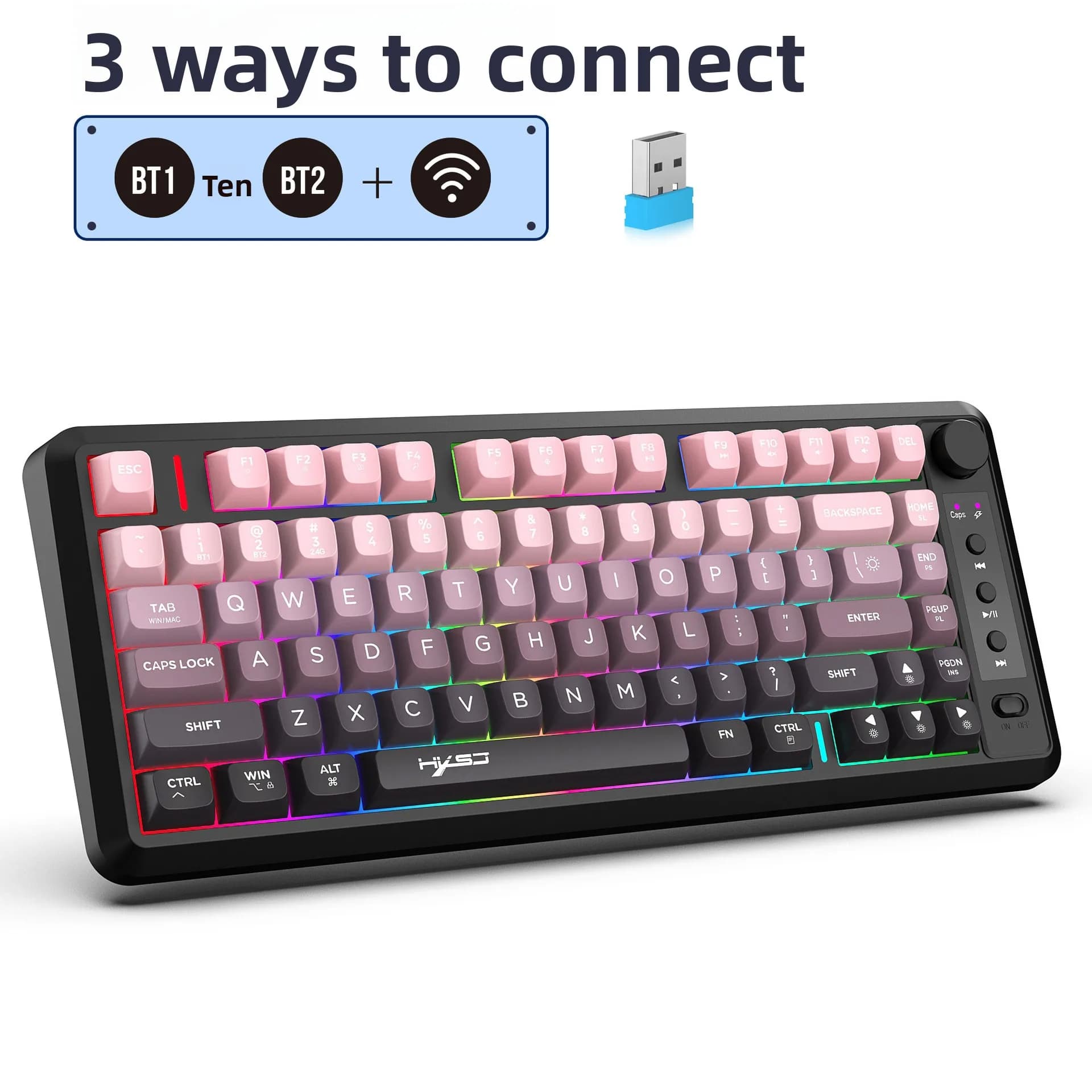Tastiera a Membrana 81 Tasti, Bluetooth Wireless, Incisione Laser ABS, Ricaricabile, per Ufficio e Gaming, per Uomini e Donne