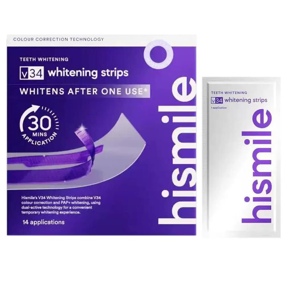 Whitening Strips for Denti V34 Viola, Rimuovono Placca and Macchie, Illuminano i Denti, Reduce Sensitivity, Rapid Treatment in 30 Minutes, Dental Oral Care Stickers