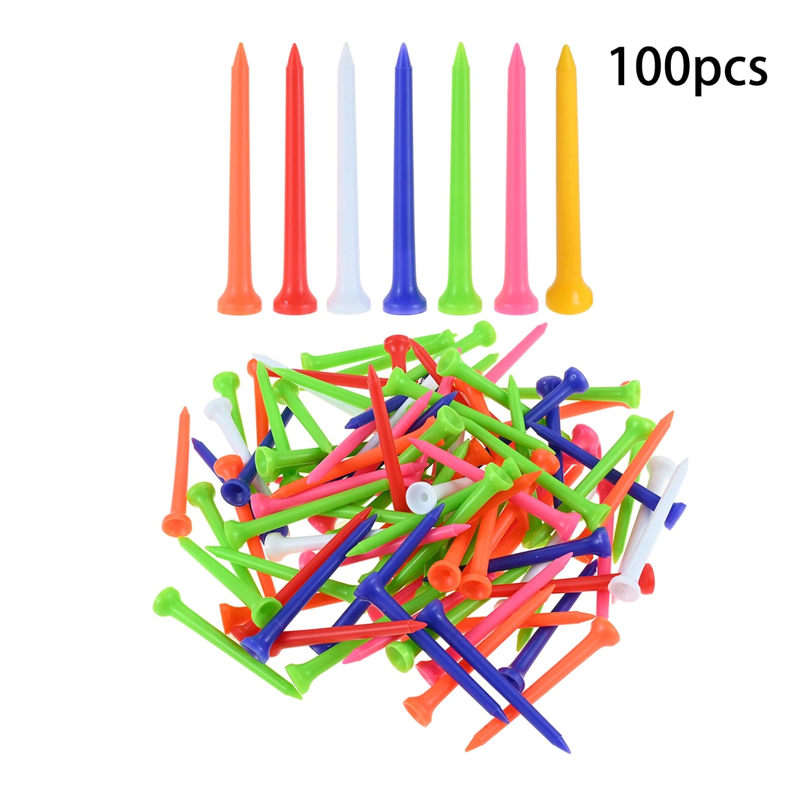 SURIEEN 100 PZ/LOTTO + 70mm 2 3/4 pollici Colore Misto Punta Della Tazza di Plastica Golf Tees Driver Formazione Accessori Da Golf Palla di Legno Golf Tees
