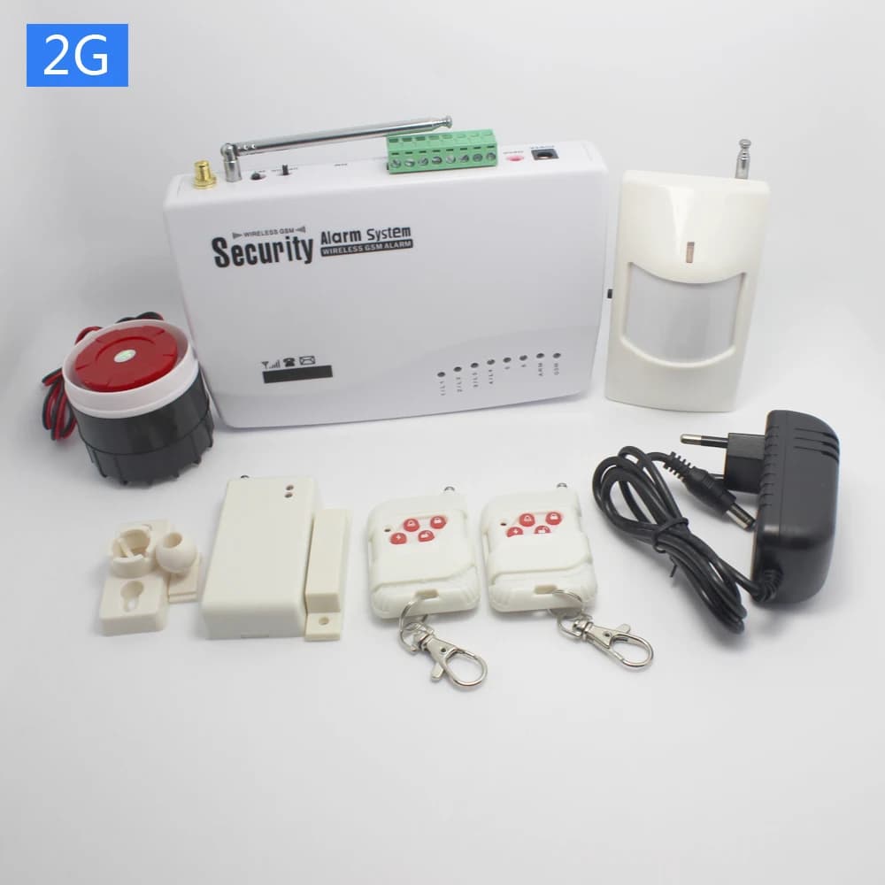 1 Set Sistema di allarme SMS GSM di sicurezza domestica Metti nella scheda SIM Arming Disarming al telefono cellulare Sensore di fumo allarme porta aperta senza fili