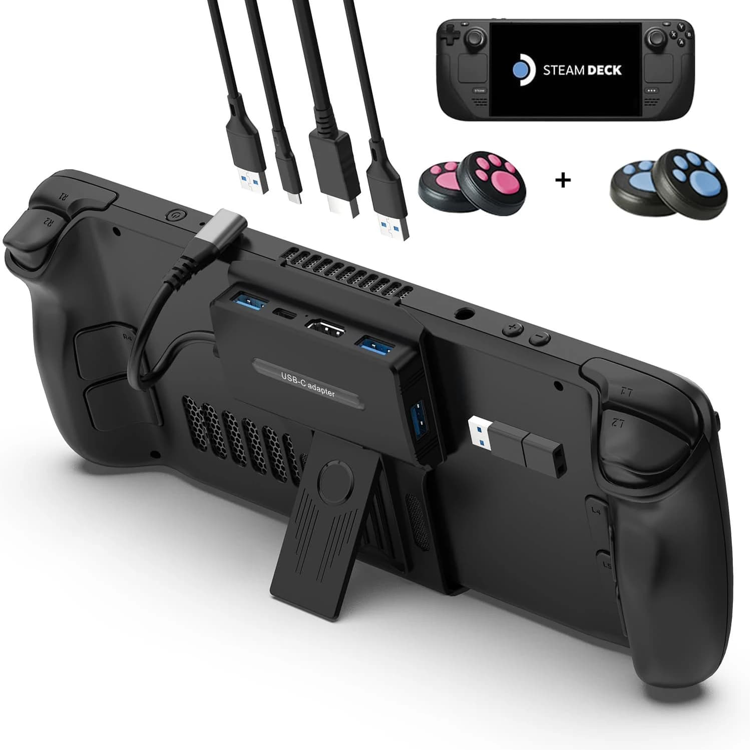 Dock portable Steam Deck Docking station hub USB C 5 in 1 with 3 * USB A 4K @ 60H USB C PD 100W Max Stand Base Accessories