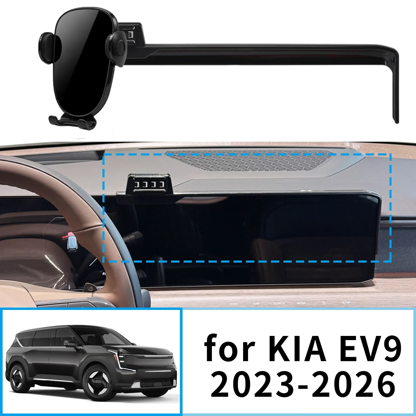 Supporto per telefono da auto con base per schermo di navigazione, compatibile con KIA EV9 2023 2024 2025 2026 ​ ​ accessori