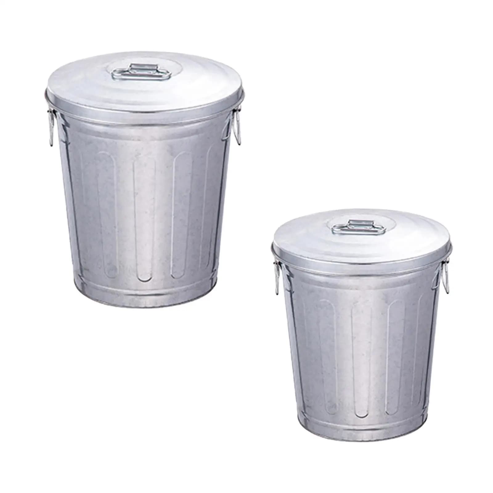 Trash Can Metal Can for Outdoor Waste Container Iron Wastebasket with Sealing