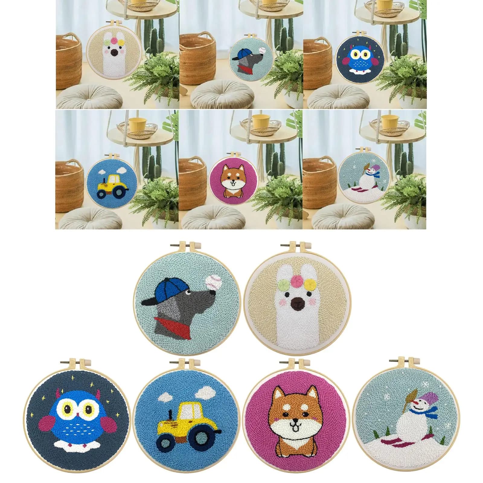 Punch Needle Kits, DIY Rug Hooking Kit for Adults Kids Beginner with Embroidery