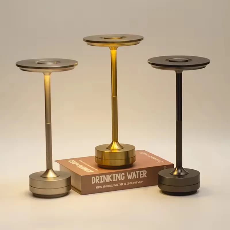 Touch Table Lamp in Aluminium, 3 Color Dimmable LED Desk Light, Bedside Table Lamp Rechargeable Without Metal Wire for Home and Office