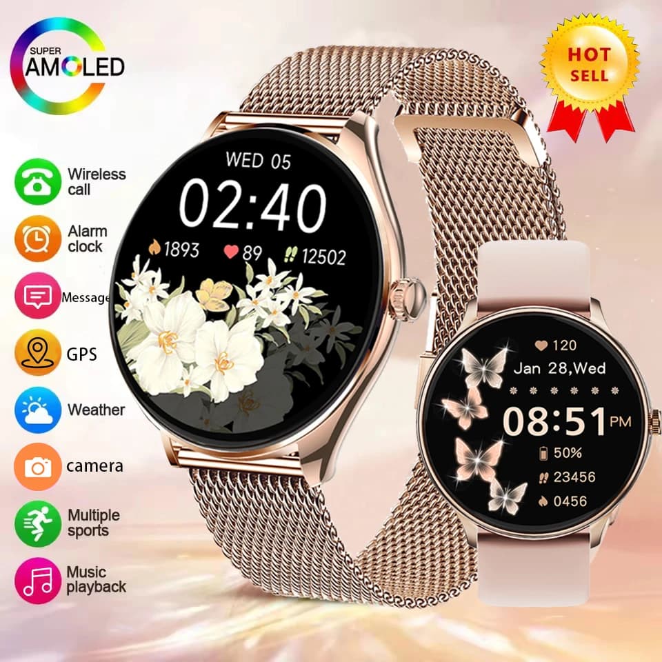 Nuovo orologio intelligente ultra sottile da donna schermo AMOLED da 1,38 pollici mostra sempre l'ora Chiamata BT Smartwatch da uomo Assistente vocale Orologi sportivi Lady