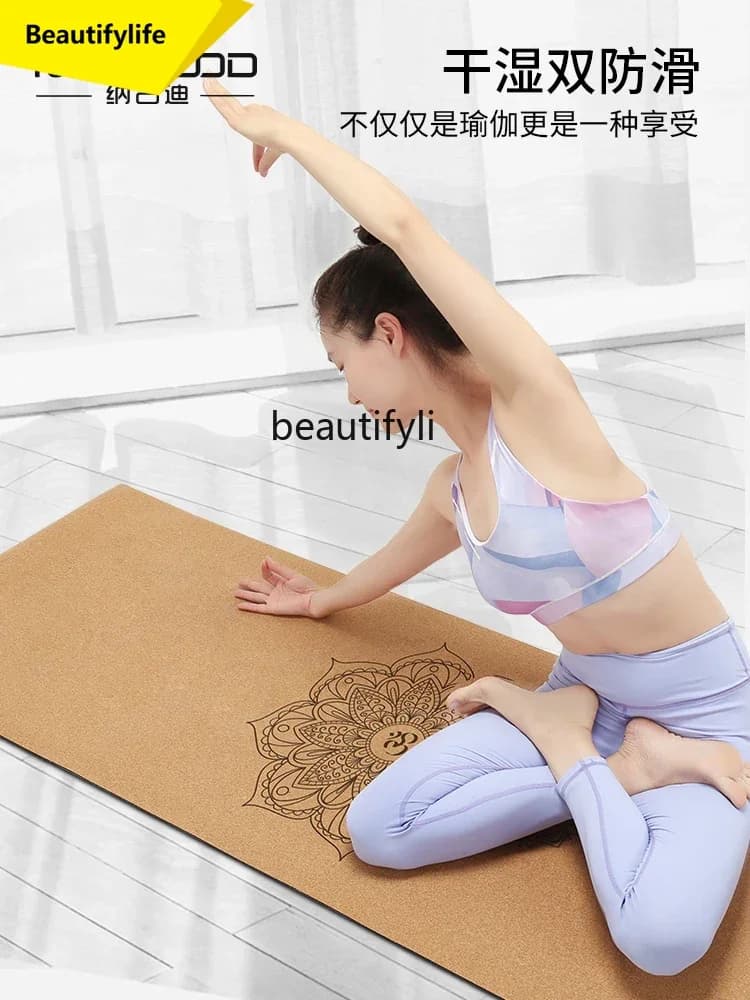 A49 Anti-slip natural rubber cork yoga mat for professional girl for beginners, environmental protection mat