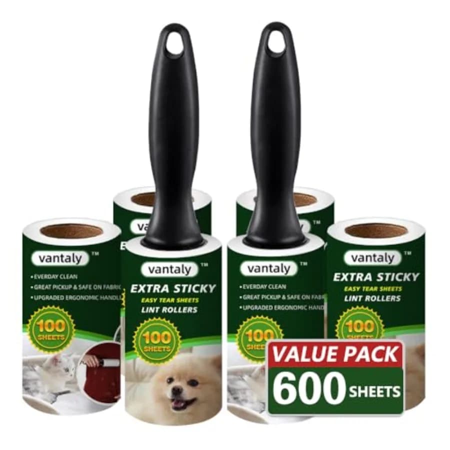 Rulli Leva-Pelucchi Extra Adesivi per Peli di Animali Domestici, Set Convenienza da 600 Fogli, Rullo Leva-Pelucchi con 2 Manici Migliorati, 6 Rulli Portatili per Peli di Animali